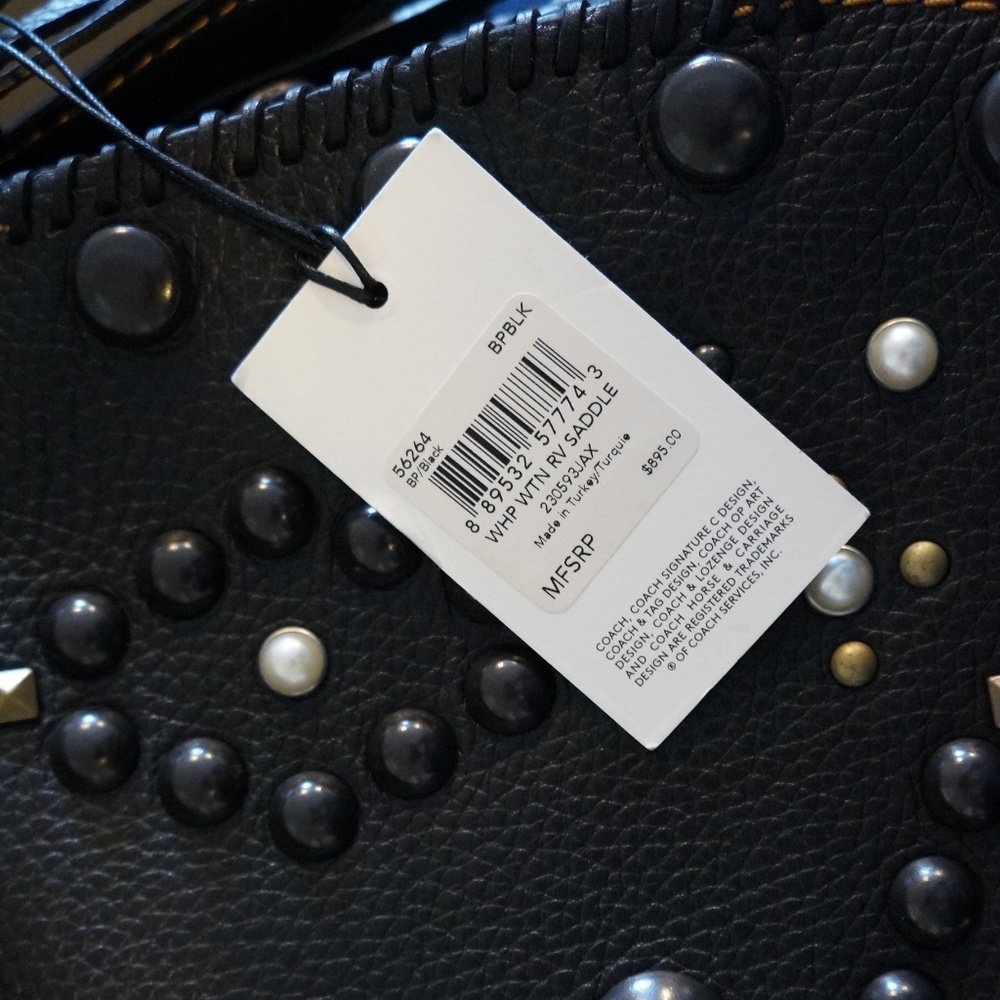 Coach Black Whipstitch Saddle Crossbody Purse - Picture 6 of 8